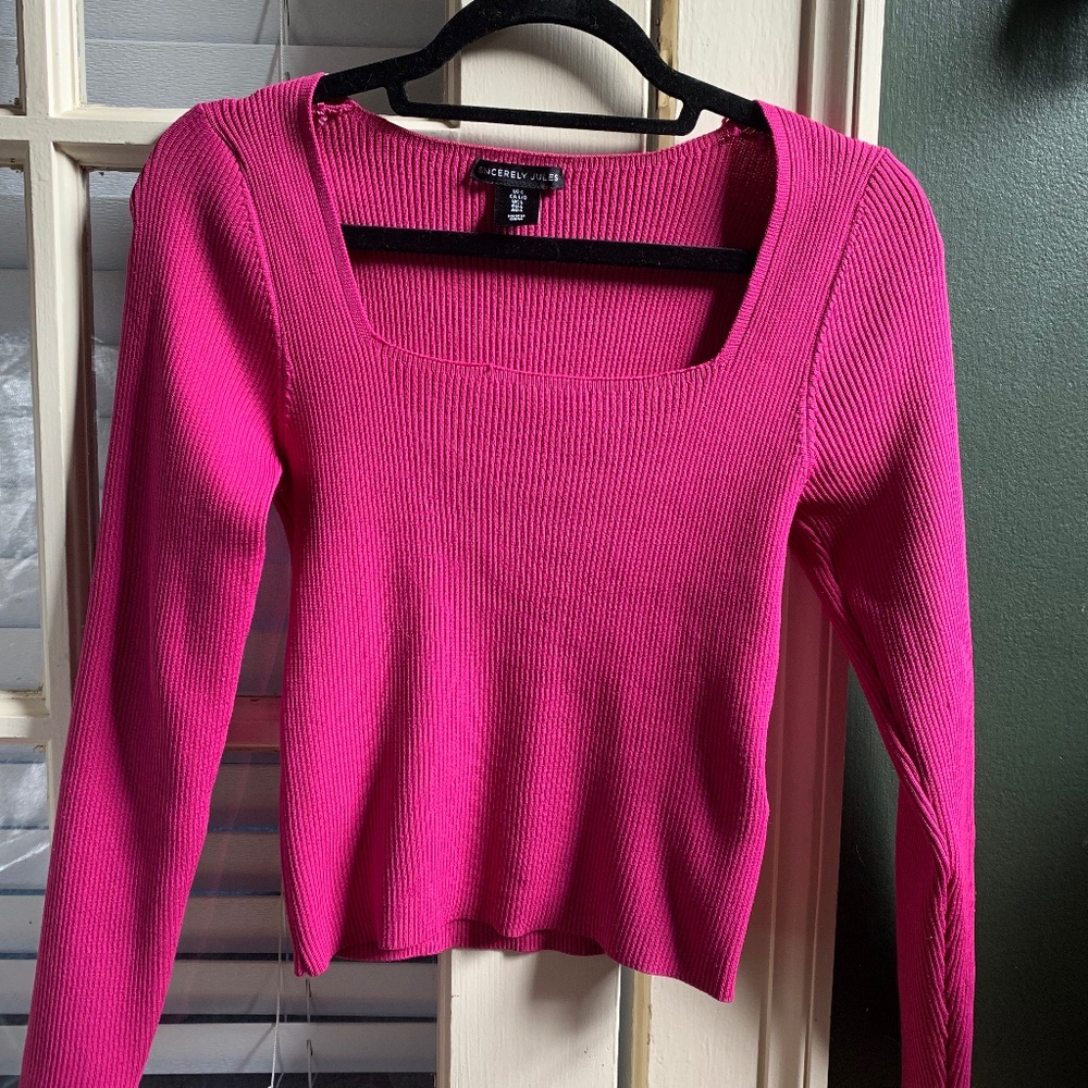 Hot Pink Square Neck Top (minor imperfections)